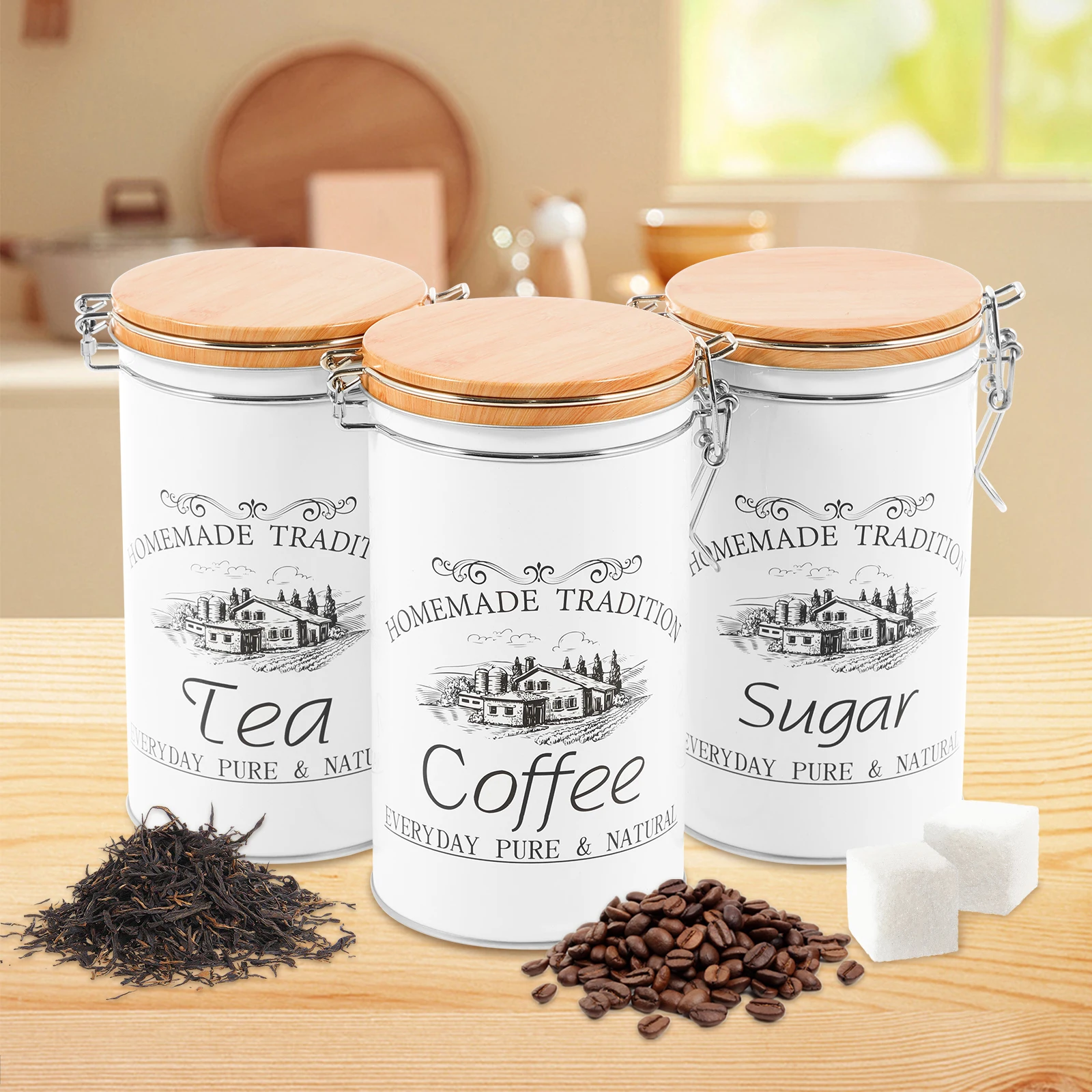 Coffee Tea Sugar Canister Set - 3 pz/set tè caffè contenitori di