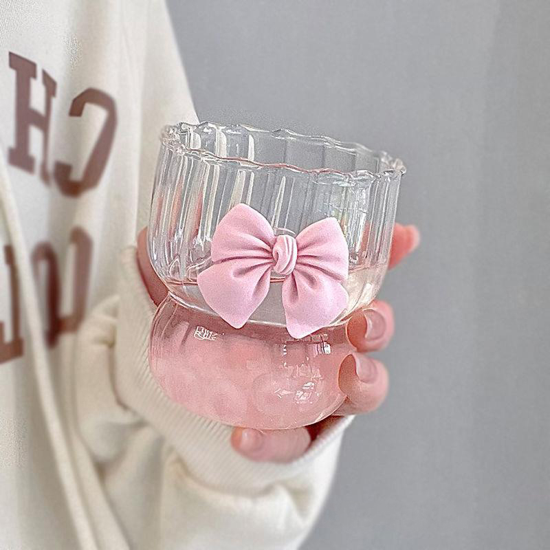 Water Tea And Coffee - 1 pz Pink Bow Glass Cute