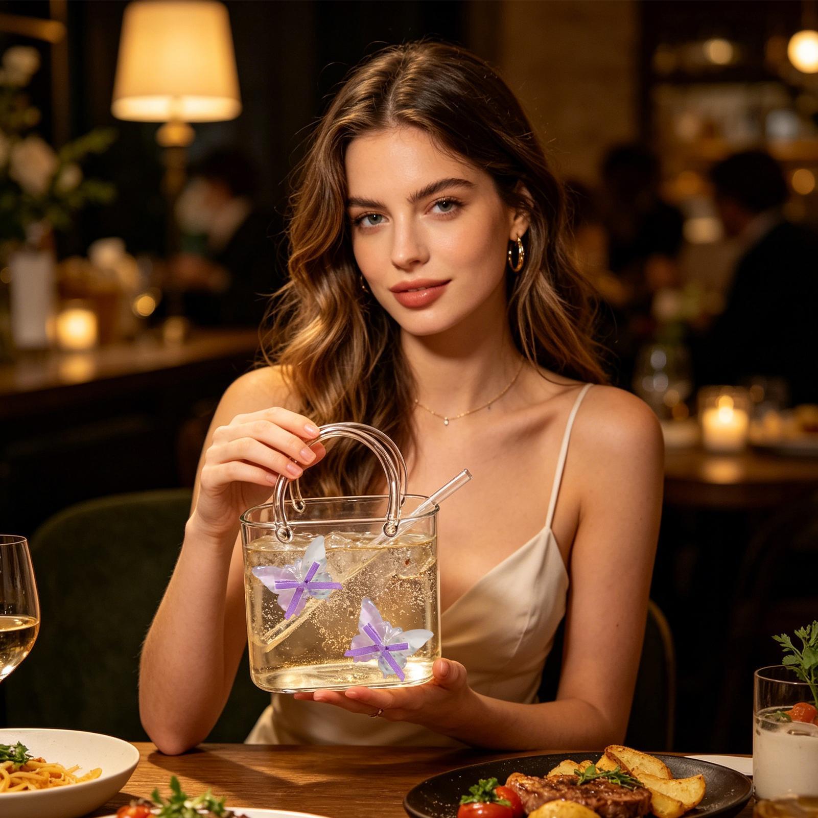 Coffee Tea Flower - Bicchieri a forma di borsa trasparenti