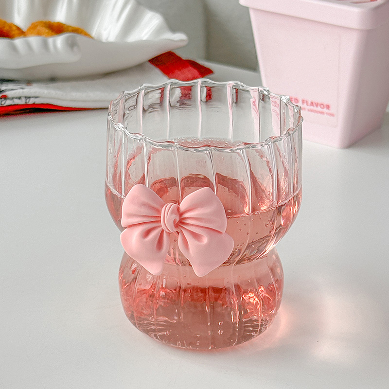 1 pz Pink Bow Glass Cute Water - Water Tea And Coffee recensione e prezzo