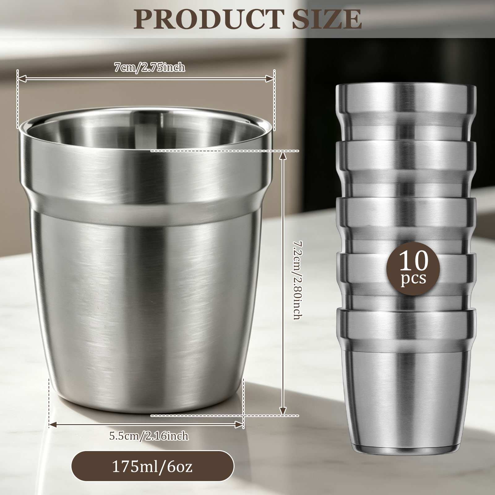 5/10 Pezzi Tazze Impilabili in - Double Wall Mug recensione e prezzo